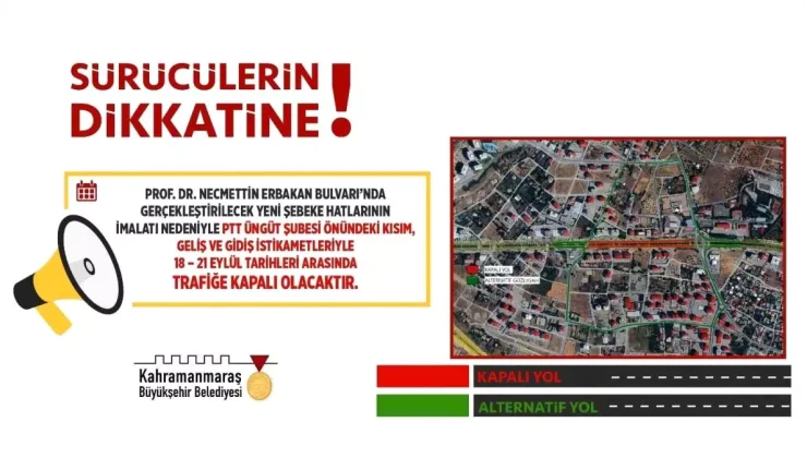 Altyapı Çalışmaları Nedeniyle Trafik Duyurusu
