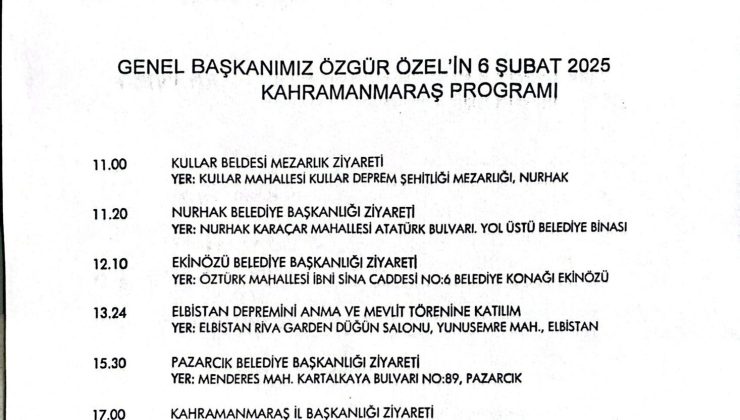 CHP 5-6 ŞUBAT PROGRAMI