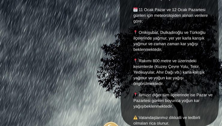 Kahramanmaraş’ta Eğitime Bir Gün Ara Verildi